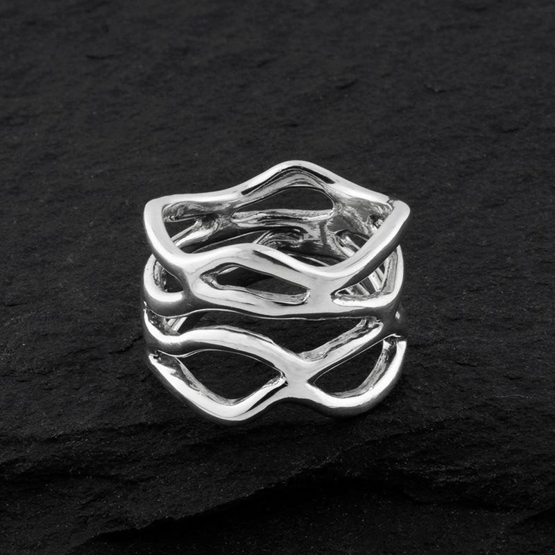 Cut Out Sterling Silver Wide Band Ring