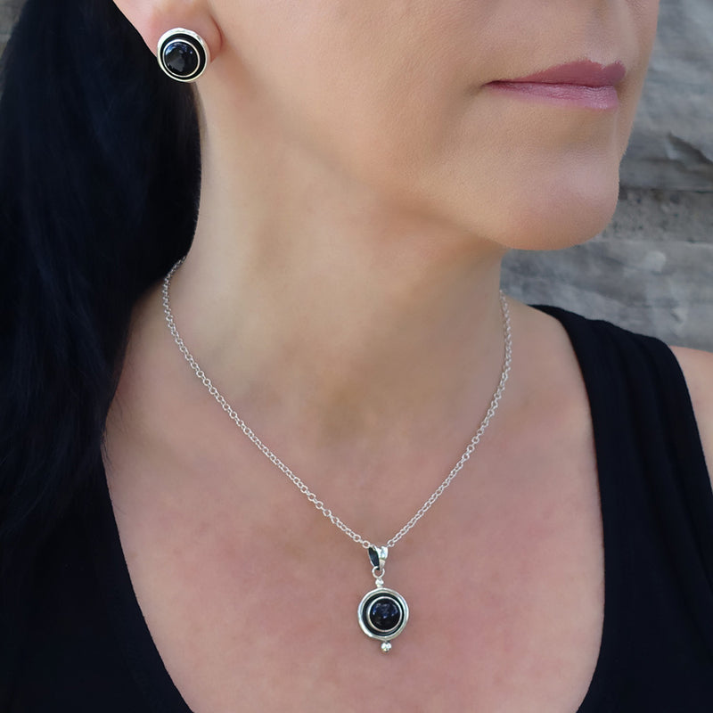 sterling silver black onyx stone necklace