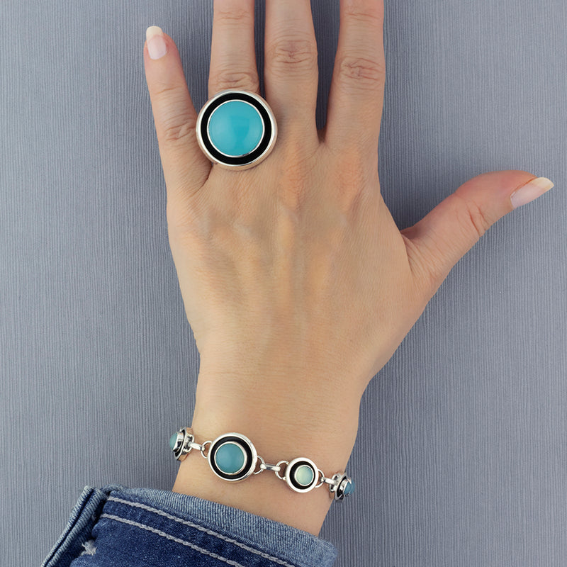 sterling silver and blue chalcedony ring