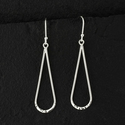 handmade silver elongated teardrop earrings