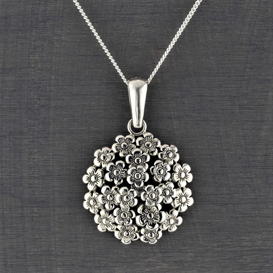 handmade sterling silver flower necklace