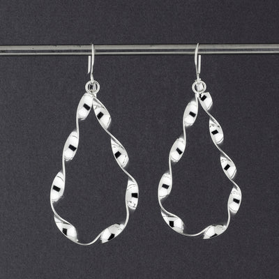 large sterling silver twisted drop earrings