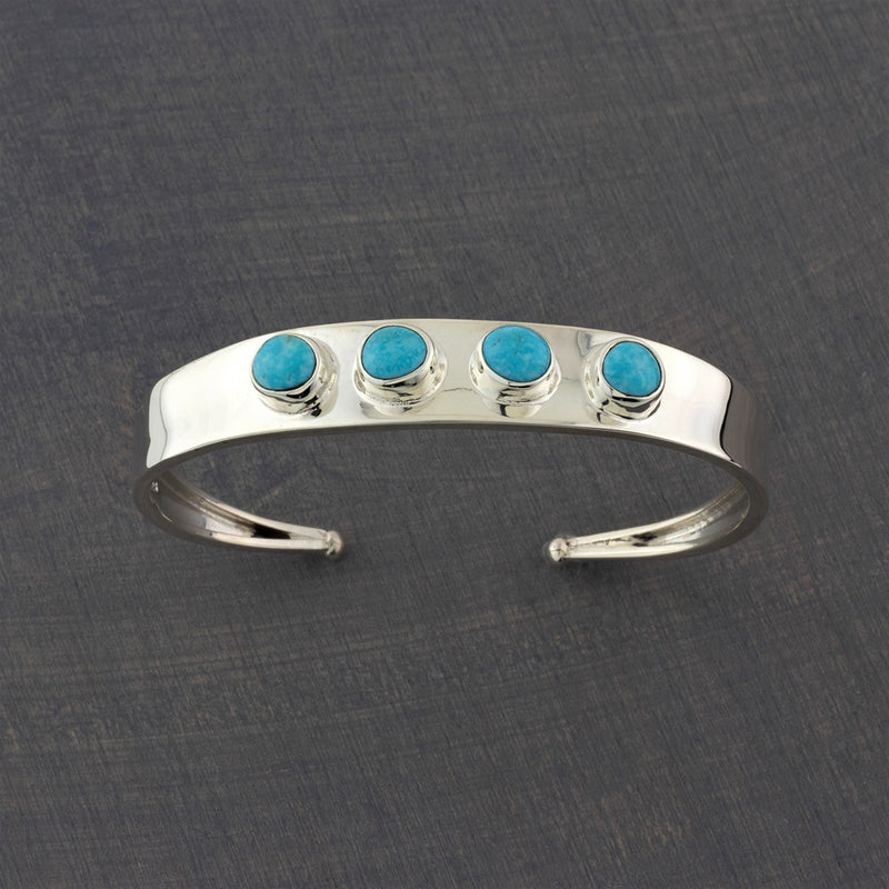 multi stone turquoise and silver cuff bracelet