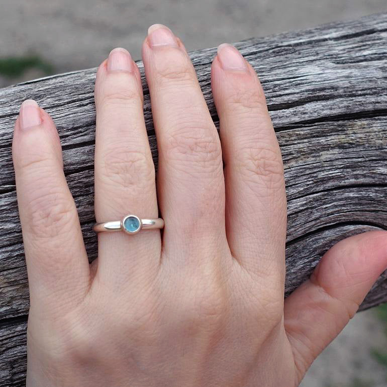 simple blue topaz ring in sterling silver