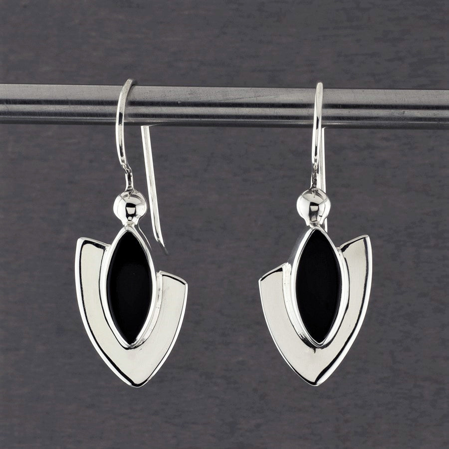 sterling silver and black onyx drop earrings