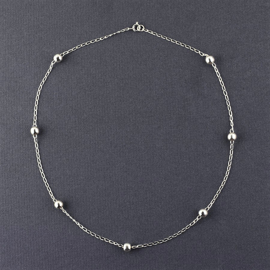 sterling silver beaded station necklace