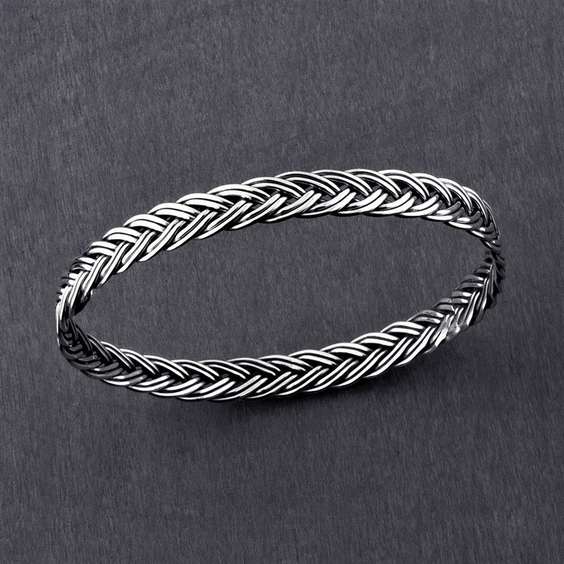 sterling silver braided bangle bracelet