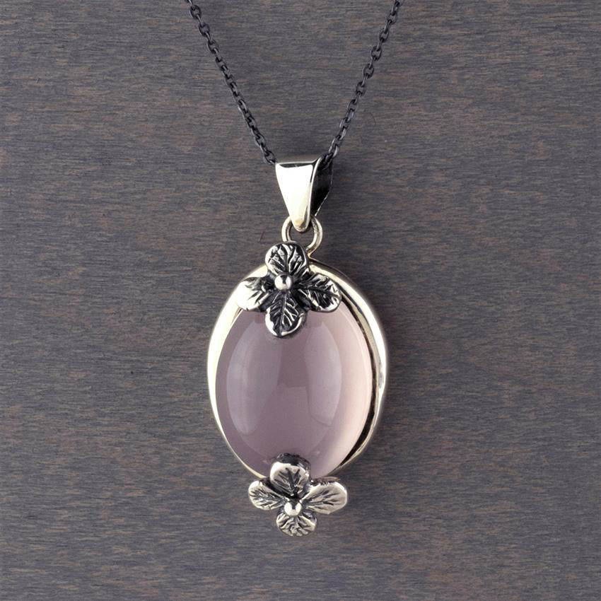 sterling silver rose quartz pendant necklace