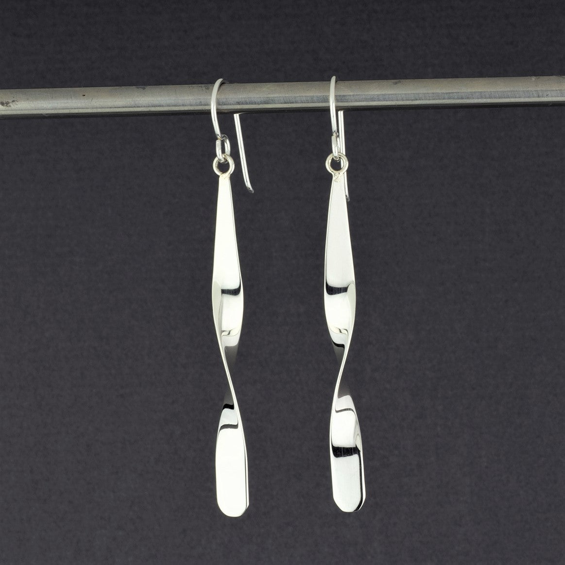 sterling silver twisted stick drop earrings