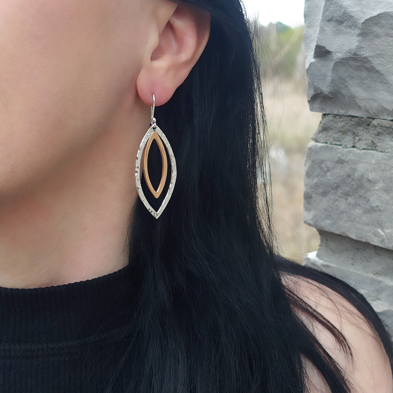 handmade mixed metal drop earrings
