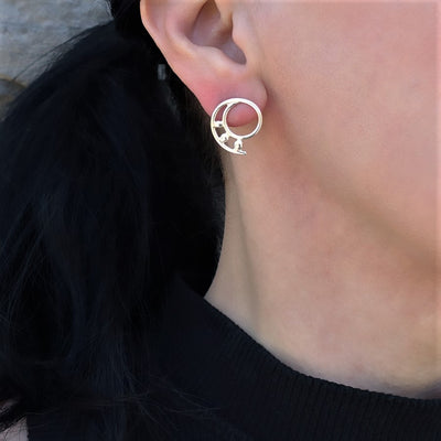 Handmade Silver Spiral Stud Earrings