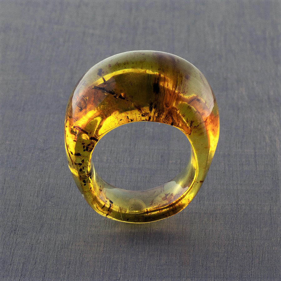 amber carved stone ring