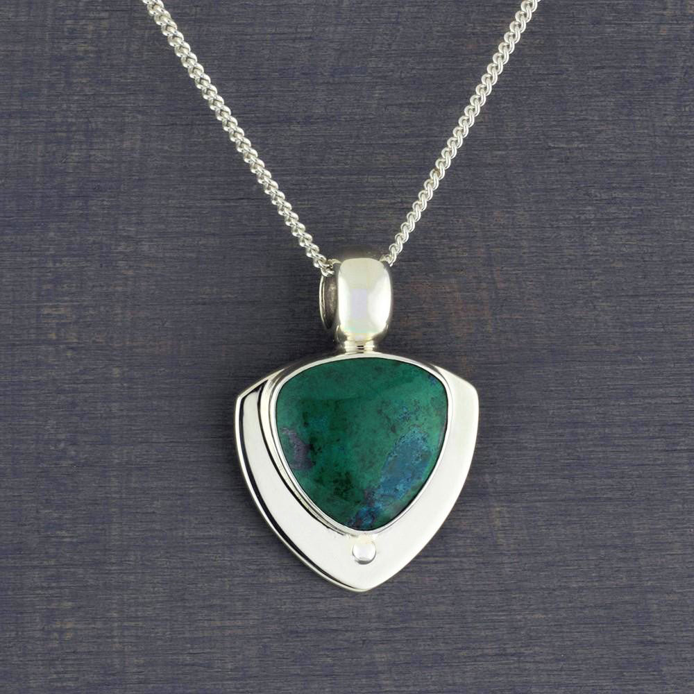 green chrysocolla stone pendant necklace