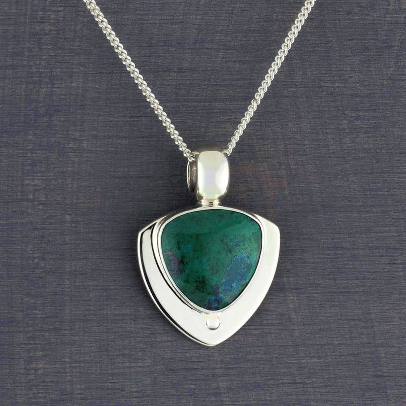 green chrysocolla stone pendant necklace