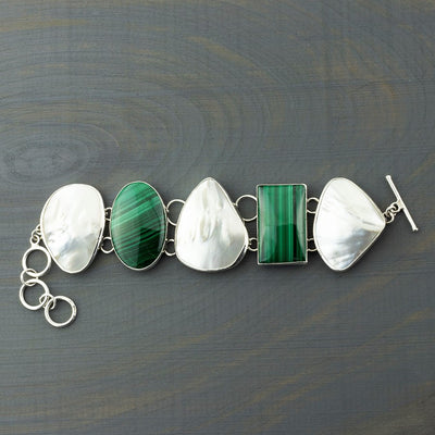 handmade malachite and mother of pearl bracelet