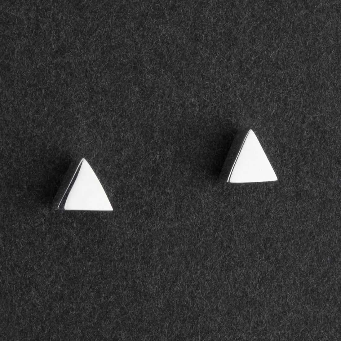 minimalist triangle silver stud earrings