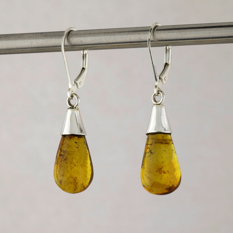 sterling silver amber drop earrings