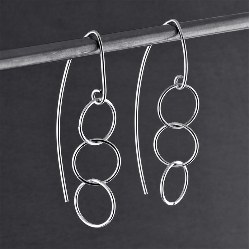 sterling silver circle threader earrings