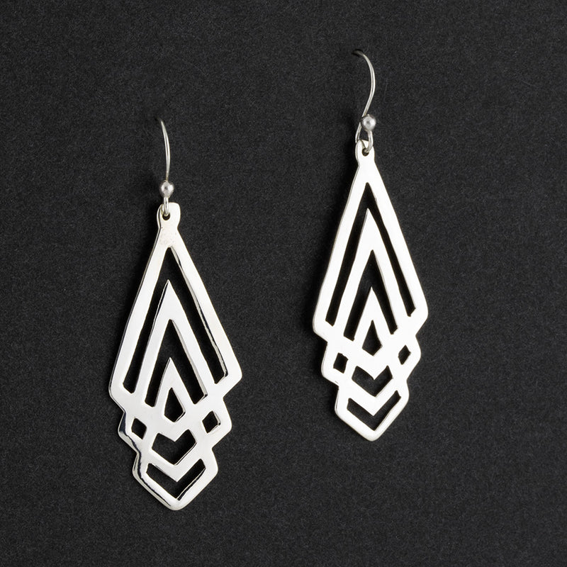 sterling silver geometric drop earrings