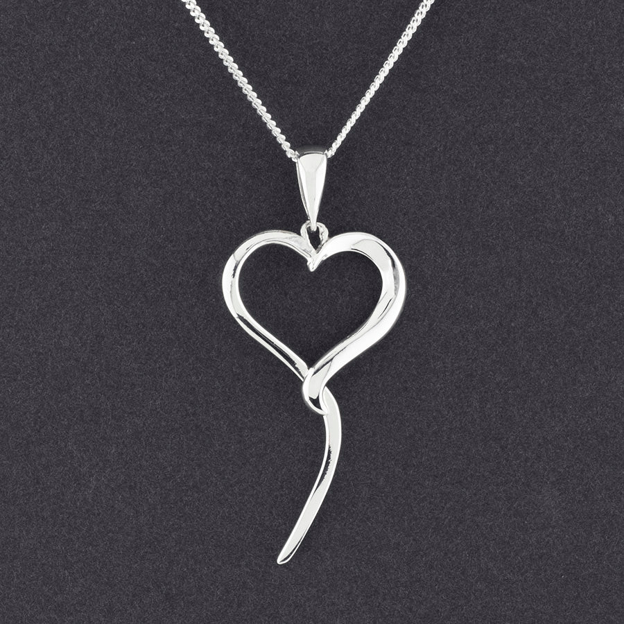 sterling silver large heart pendant necklace