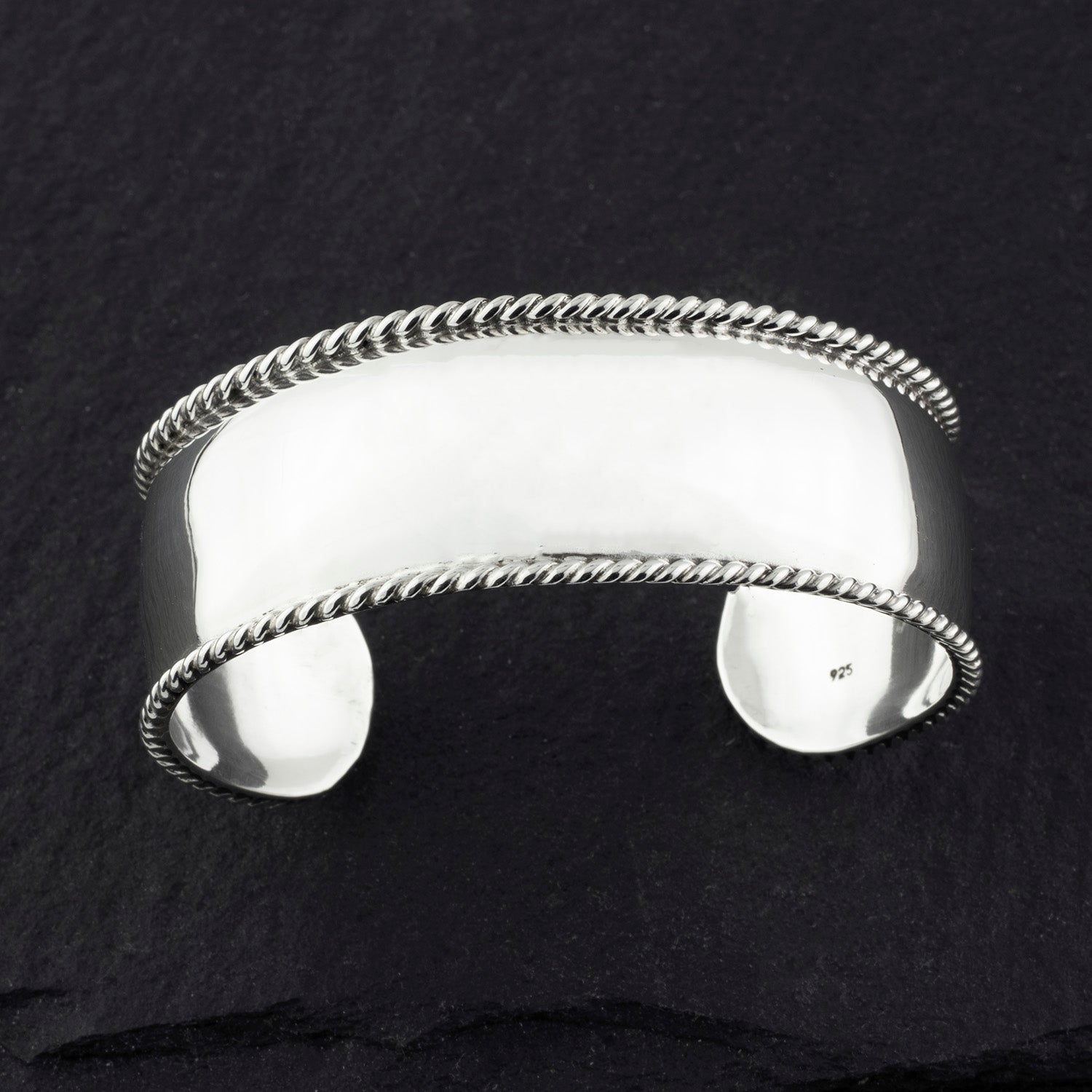 sterling silver rimmed cuff bracelet