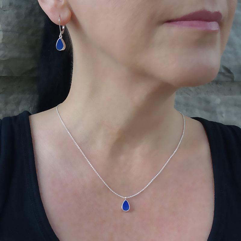 small lapis lazuli sterling silver pendant necklace