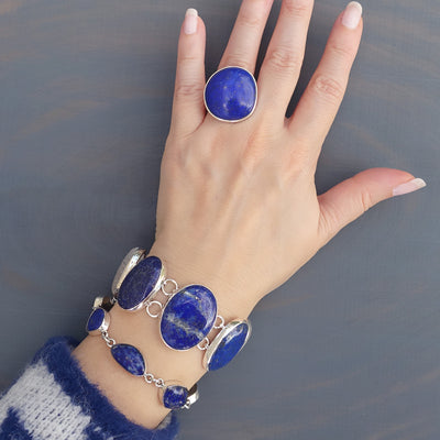 Chunky Sterling Silver Lapis Lazuli Ring