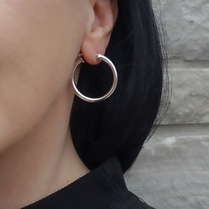 medium sterling silver hoop earrings