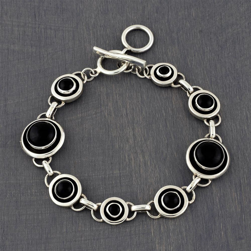 black onyx sterling silver link bracelet