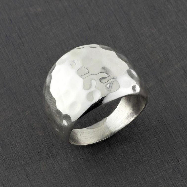 chunky hammered sterling silver ring
