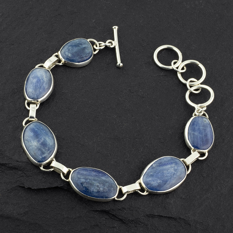 genuine blue kyanite link bracelet
