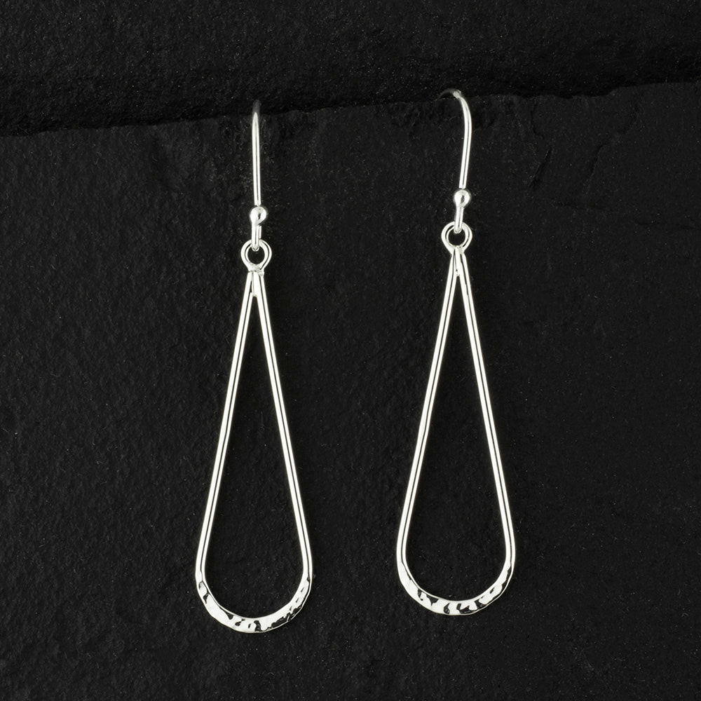 handmade silver elongated teardrop earrings