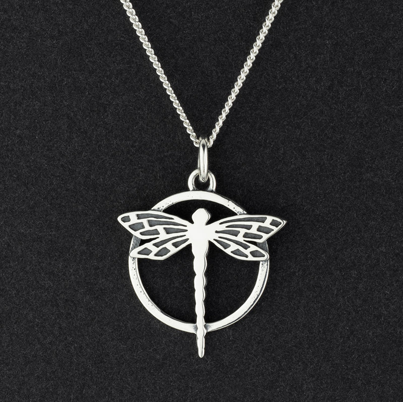 handmade sterling silver dragonfly pendant necklace
