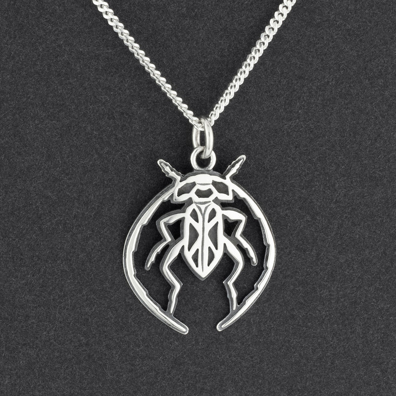 handmade sterling silver insect pendant necklace