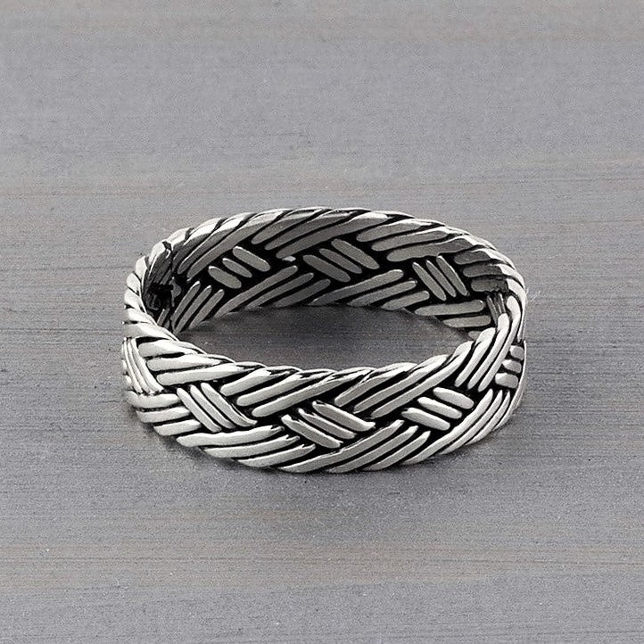 Silverly Chunky Woven Sterling Silver Rings for Women and Men - 9.8 mm Thick  Braided Band Ring 