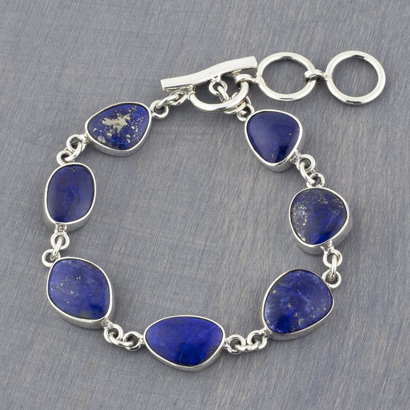 lapis lazuli link bracelet