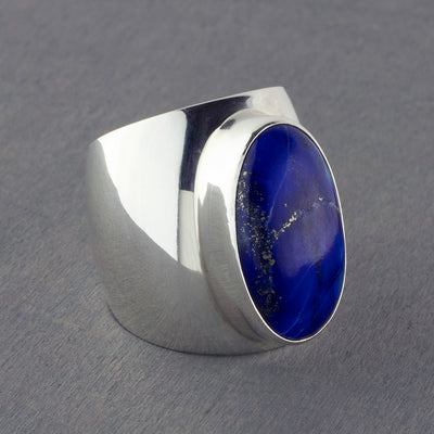 lapis lazuli wide band ring