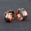 large hammered copper silver hoop earrings