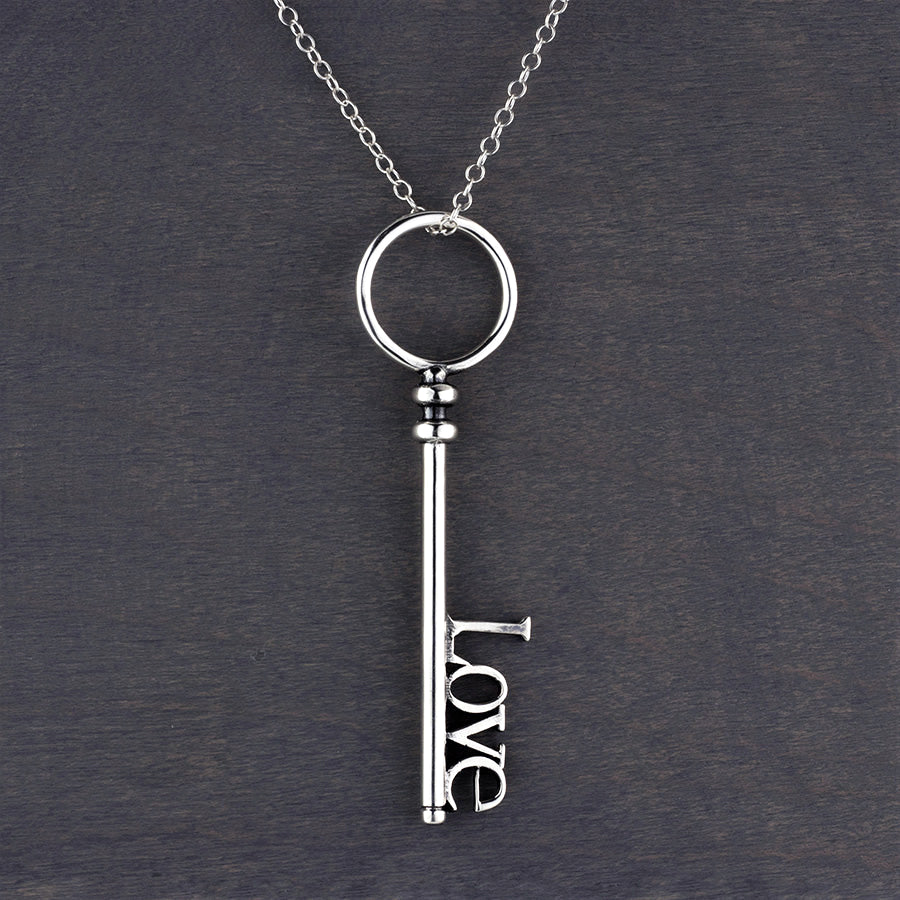 love key sterling silver pendant necklace