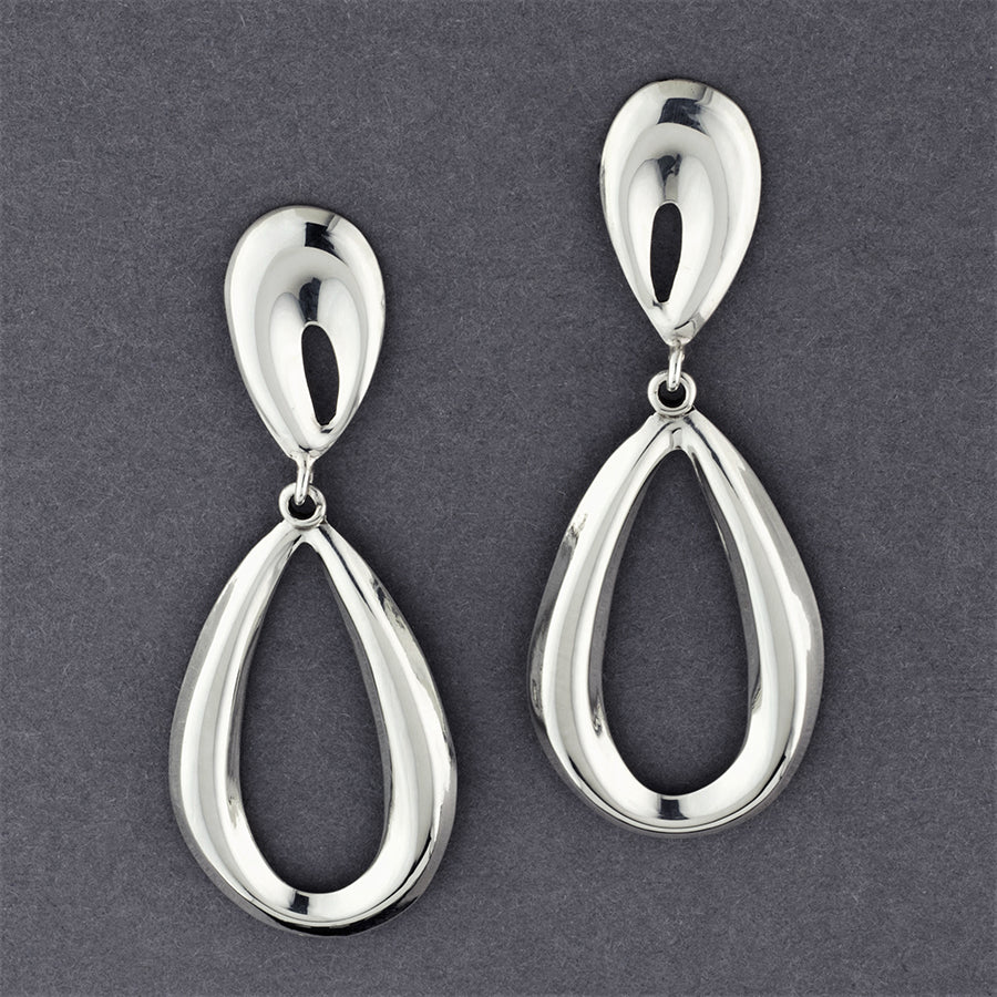 open teardrop sterling silver earrings