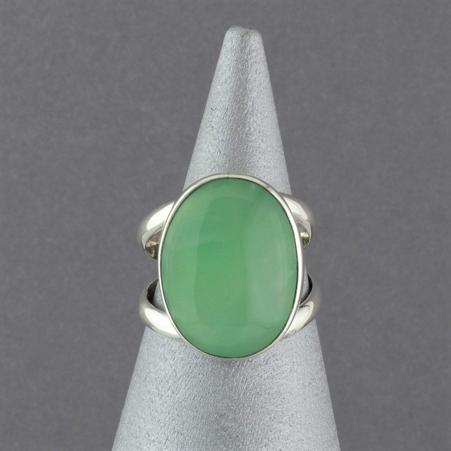oval green chrysoprase sterling silver ring
