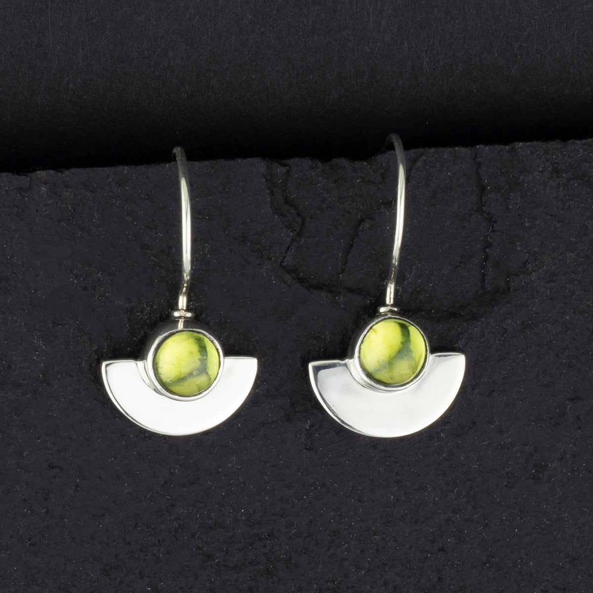 peridot and sterling silver drop earrings