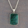 rectangle green chrysocolla stone pendant necklace