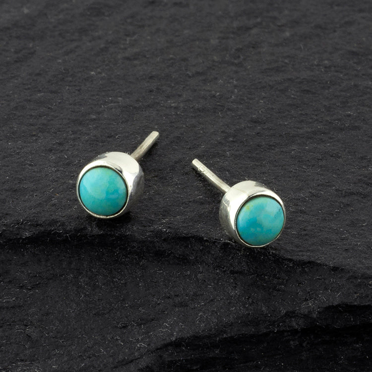 Zosia Blue Turquoise & Gold Plated Stud Earrings | Oliver Bonas