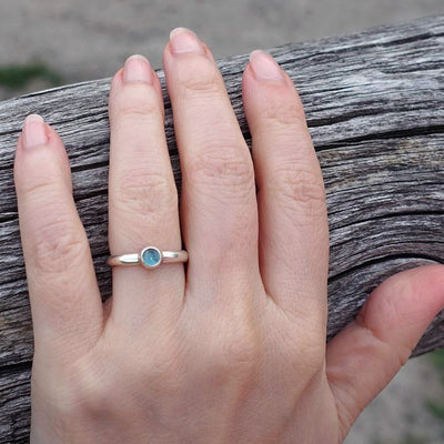 Small Blue Topaz Ring in Sterling Silver