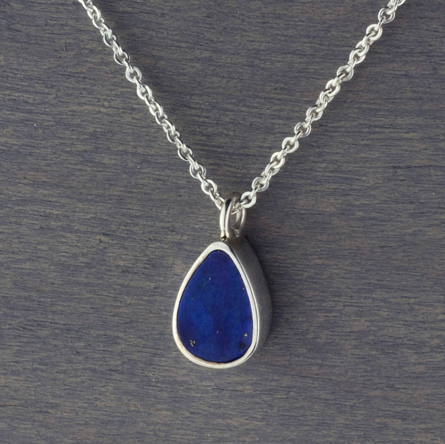 small lapis lazuli sterling silver pendant necklace