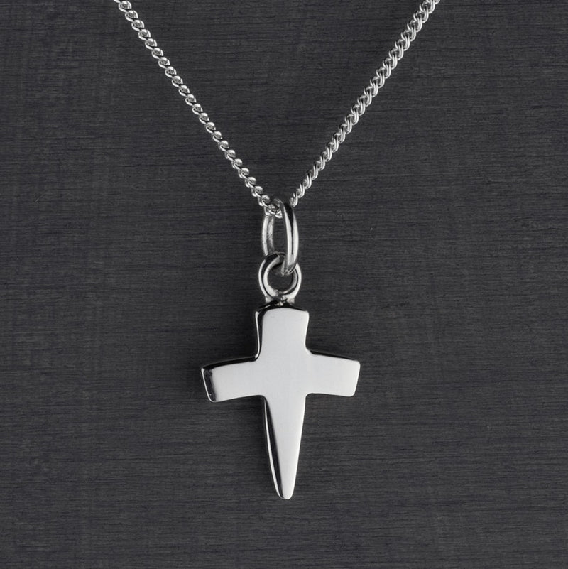 small sterling silver cross pendant necklace