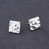 square hammered silver stud earrings