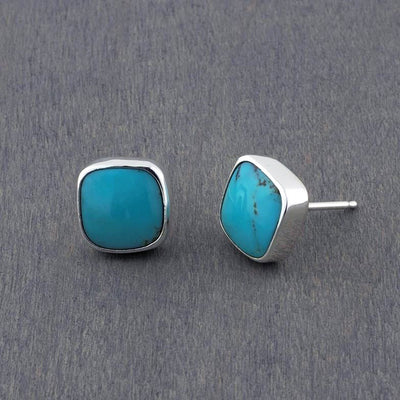 square turquoise stud earrings