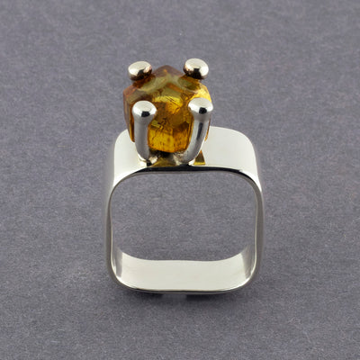 sterling silver and amber ring